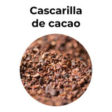 Cascarilla de cacao natural para infusión, bebida aromática con sabor a chocolate rica en antioxidantes.