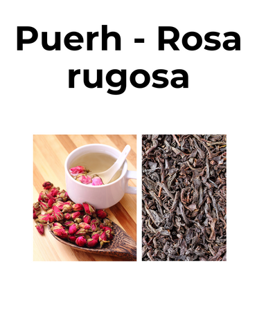 Té rojo Puerh combinado con Rosa rugosa. Un té saludable rico en antioxidantes que combate el estrés y te hace perder peso