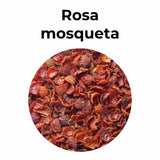 Rosa mosqueta deshidratada para infusión herbal, fruto natural rico en vitamina C y antioxidantes.