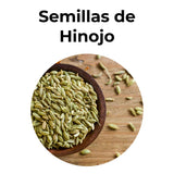 Semillas de hinojo para infusión, ingrediente natural utilizado para mejorar la digestión y aliviar la hinchazón abdominal.