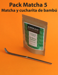 Pack 5: 50 g Té Matcha detox + Cucharita de Bambú (Chasaku) Desafío Detox 50 días